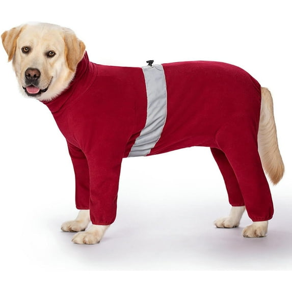 HQREA Polar Fleece Warm Dog Coats for Large Medium Dogs Winter 4 Legs Dog Jacket Onesies Jumpsuit