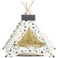 thumbnail image 1 of HQREA Puppy Teepee Pet Tent House Cat Bed Portable Teepee with Thick Cushion for Indoor, 1 of 6