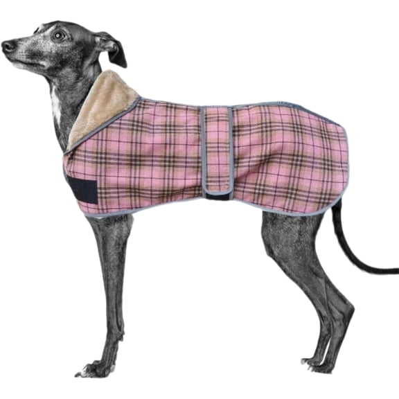 HQREA Reflective Winter Warm Dog Coat with Leash Hole Fleece Jacket for Italian Greyhound Whippet