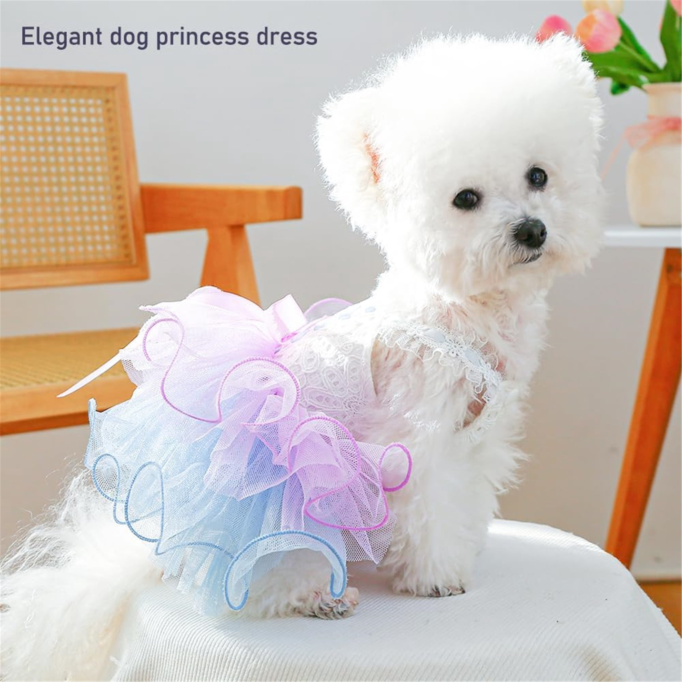 HQREA Small Dog Dress with Bow Knot Girl Puppy Princess Tutu Skirt Holiday Cat Outfit Summer Clothes for Chihuahua Yorkie