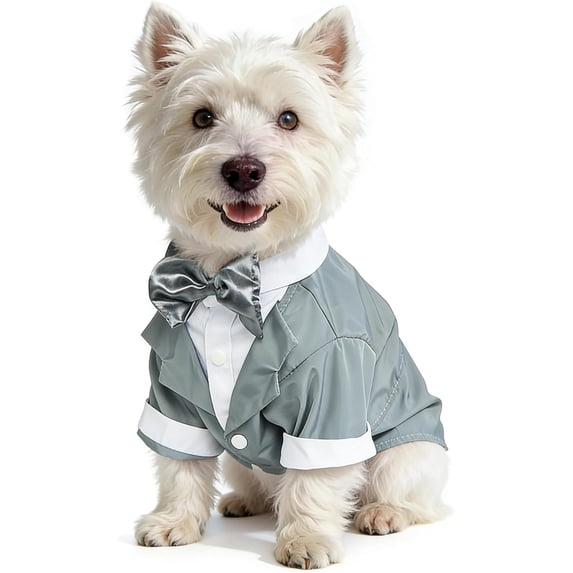 HQREA Small Dog Suit Doggy Tux for Puppy Formal Outfits for Small Dogs Tuxedo Shirt for Doggie