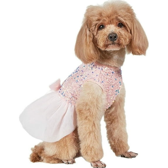HQREA Sparkly Sequin Tutu Dress for Small Dogs, Tulle Puppy Princess Party Dress, Pet Wedding Costume