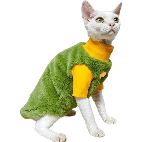 HQREA Sphynx Cat Sweater, Warm Hairless Cat Clothes Pet Fleece Pullover for Cold Weather