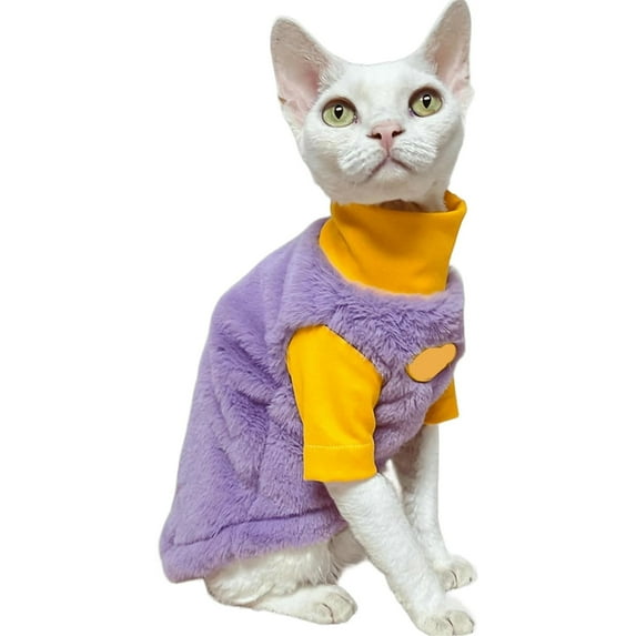 HQREA Sphynx Cat Sweater, Warm Hairless Cat Clothes Pet Fleece Pullover for Cold Weather
