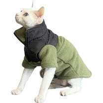 HQREA Sphynx Cat Winter Coat Clothes, Hairless Cat Jacket with Zipper for Cold Weather