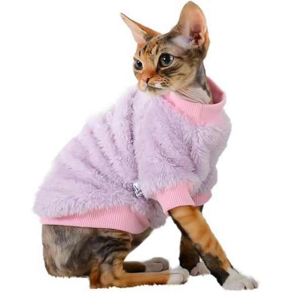 HQREA Sphynx Hairless Cat Sweater Solid Soft Sweater Outfit Pullover Autumn WinterThickened Sphynx Clothes Cat Apparel