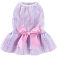 thumbnail image 1 of HQREA Striped Dog Dress Puppy Princess Dresses with Bowknot Sleeveless Girl Dog Clothes for Summer Pet Birthday Holiday Outfits, 1 of 6