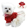 thumbnail image 1 of HQREA Sweet Dog Christmas Dress Outfits with Bow Tie Red Puppy Princess Tutu Dress Clothes, 1 of 7