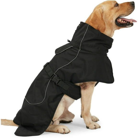 HQREA Warm Dog Winter Coat with Fleece-Lined Turtleneck Waterproof Large Dogs Vest Snow Jacket