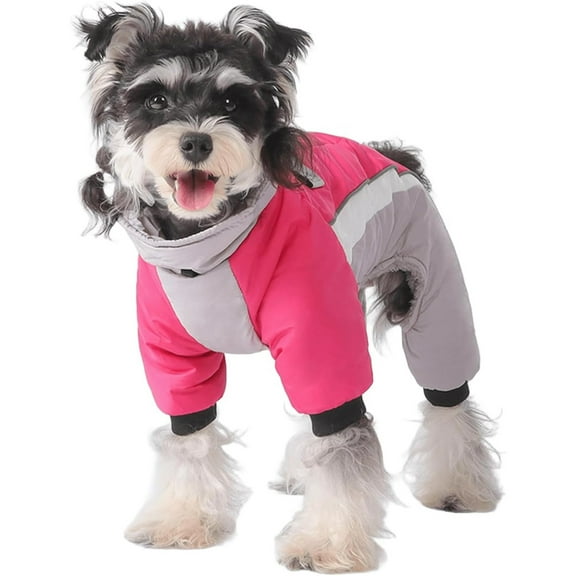 HQREA Warm Fleece Dog Coats Reflective Puppy Puffer Jacket with D-Ring Small Dogs Snowsuit