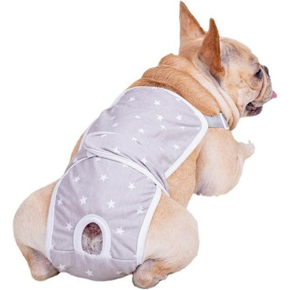 HQREA Washable Female Dog Diapers with Adjustable Strap Puppy French Bulldog Clothes