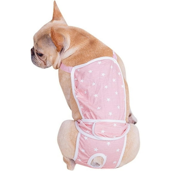 HQREA Washable Female Dog Diapers with Adjustable Strap Puppy French Bulldog Clothes
