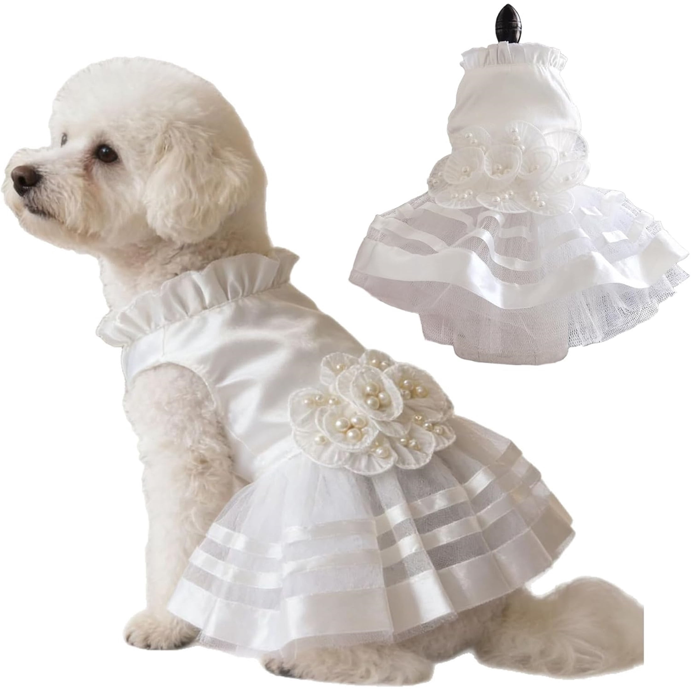 elegant dog dresses HQREA White Dog Dress Luxury Dog Wedding Dresses Princess Costumes Pet  Bride Formal Apparel for Birthday Party