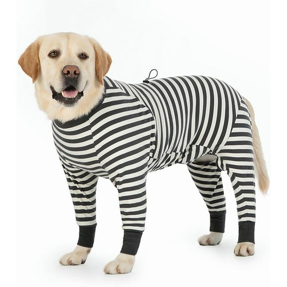 HQREA Winter Coat for Dogs Warm Striped Long Sleeves Medium Dogs Onesie Pajamas Jumpsuit Clothes