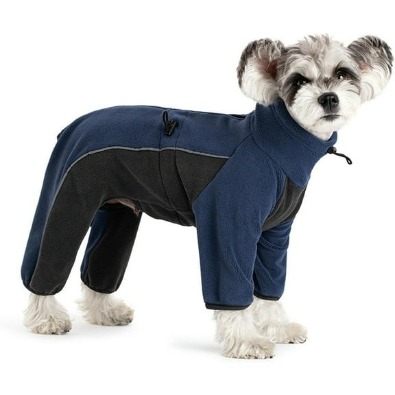 HQREA Winter Dog Coat Onesies Full Body Fleece Dog Pajamas Jumpsuit with Zipper for Small Dogs