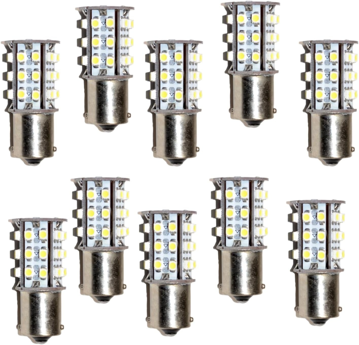 HQRP 10Pack BA15s Base 30 LEDs SMD 3528 LED Bulb Warm White