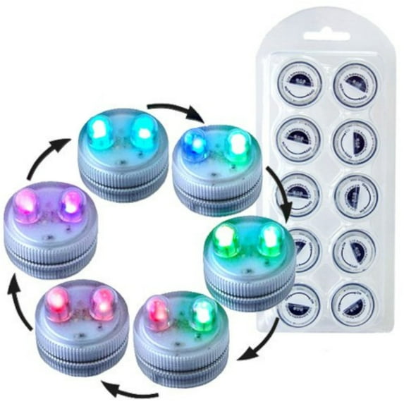 HQRP 10-Pack Super Bright Color Change / Multicolor Waterproof / Underwater Dual LED Illuminated Submersible Flameless Heatless Tea Light Candles for Wedding / Events / Holiday / Party / Light show