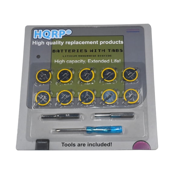 HQRP 10-Pack Tabbed CR2025 Battery for Game Boy Color & Game Boy, Pokemon Nintendo Gameboy Games Cartridge Save Memory, 3V Lithium Coin Cell with Solder Tabs