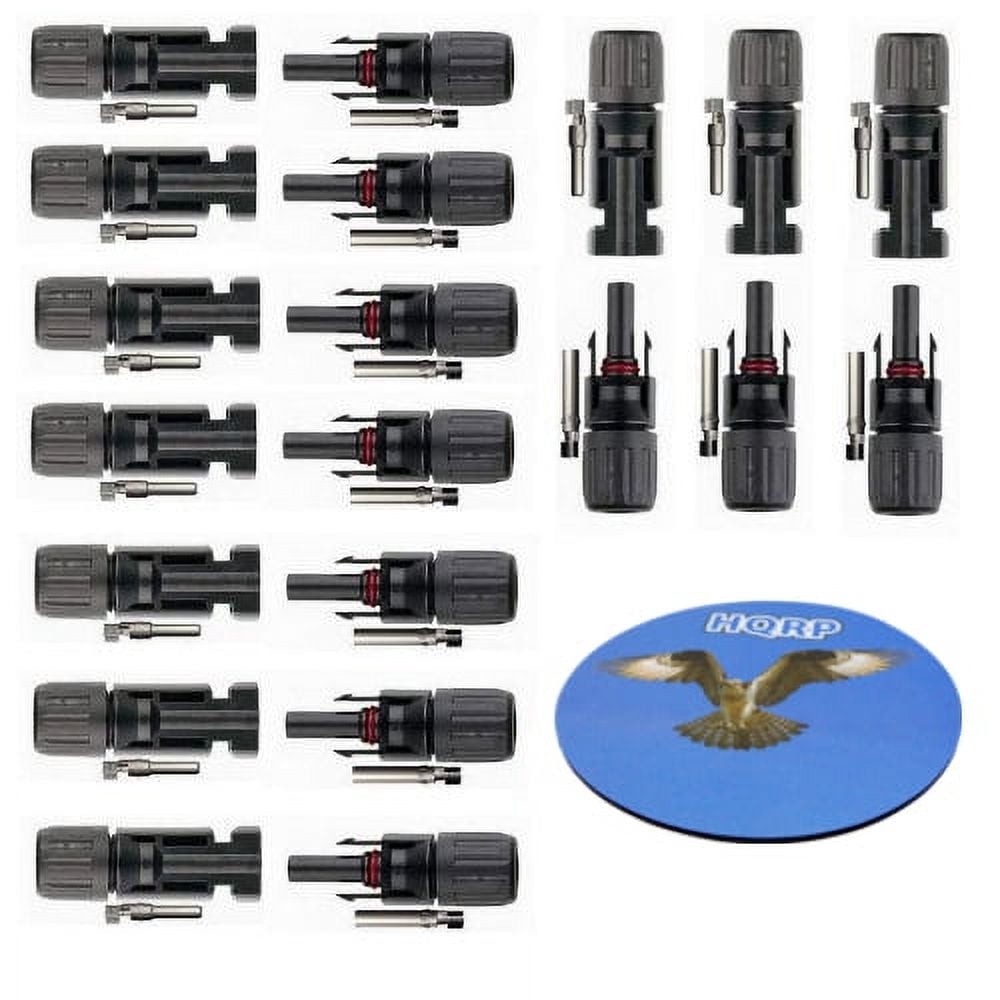 HQRP 10 Pairs Solar Panel Connector male & female (M&F) compatible with Connector fits PV / Photovoltaic System plus HQRP Coaster