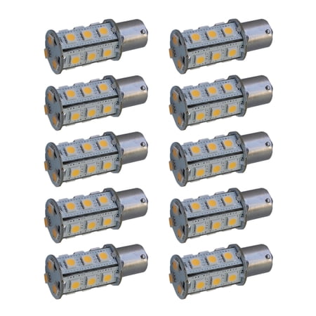 HQRP 10-pack 1141 BA15s Bayonet Base 18 LEDs SMD LED Bulb Warm White 2800-3200k Replacement Bulb for Casita RV Interior Lights