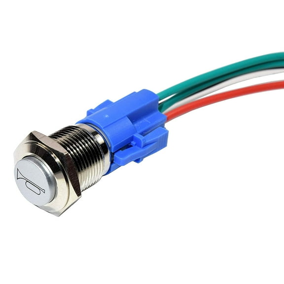 HQRP 12V LED Lighted Momentary Metal Push Button Air Horn Switch with Wire Connector + HQRP Coaster