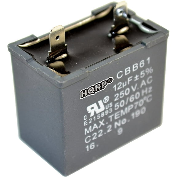 HQRP 12uf Refrigerator Capacitor for GE ESS25KSTFSS CTH14CYXRLAD WR62X79 DTS18ICRFRWW JSU21X126 CTX16CIZDLAD JSU21X126AOC