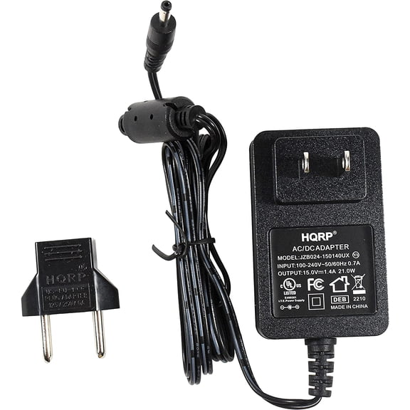 HQRP 15V Charger Compatible with Amazon Echo 1st & 2nd Generation, Amazon Fire TV Box (2nd Gen), Echo Show (1st Gen)