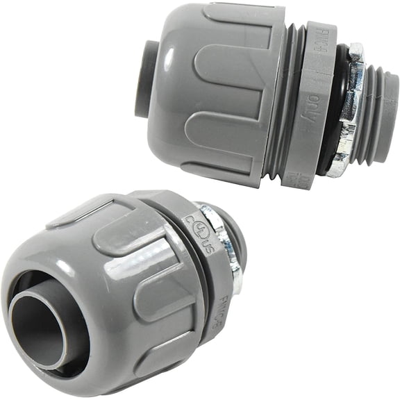 HQRP 2-Pack 1/2-Inch Nonmetallic Plastic Liquid Tight Connector 180 Degree Straight Electrical Conduit Connector Fitting