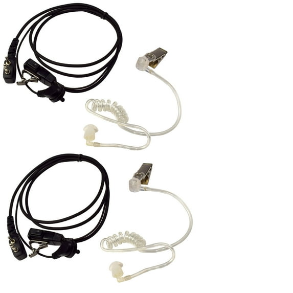 HQRP 2-Pack 2 Pin Acoustic Tube Earpiece Headsets Mic for ICOM IC-S21E, IC-S41A, IC-S41E, IC-T2, IC-T21A