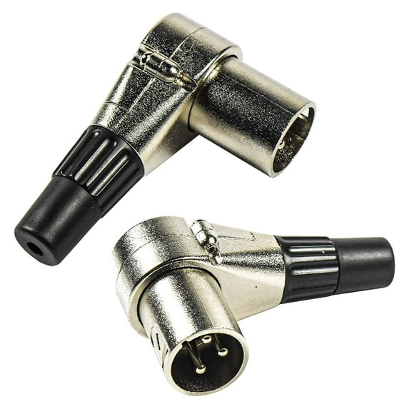 HQRP 2-Pack 3-Pin XLR Adjustable Right Angle Male Connector with 7 Different Position, Compatible with Pro Audio DJ Band XLR Plug Jack Right Angle 3 Pin Mic Microphone Speaker Audio Cable Connector