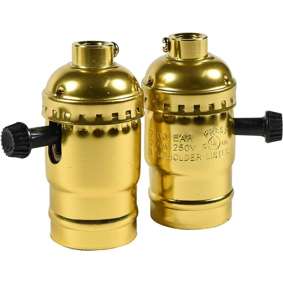 HQRP 2-Pack 3-Way Lamp Socket, Bulb Light Holder E26 Type 1/8 inch Pipe Thread US-Standard Screw Basic Metal