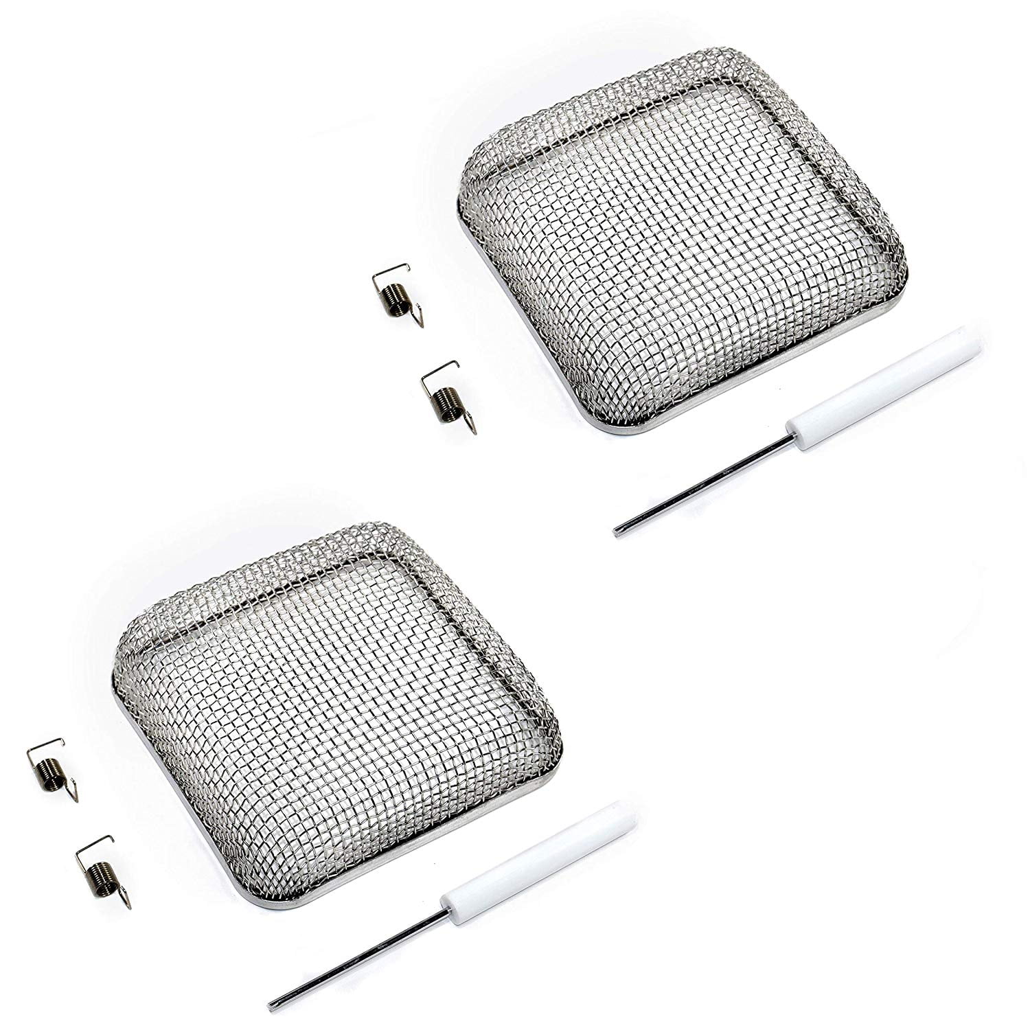 HQRP 2-Pack 4.5x4.5" RV Furnace Water Heater Battery Vent Covers Flying Bug Insect/Rodent Screen w/Installation Tool for Atwood 2540 8516 8520 8525 8531 8535 8940