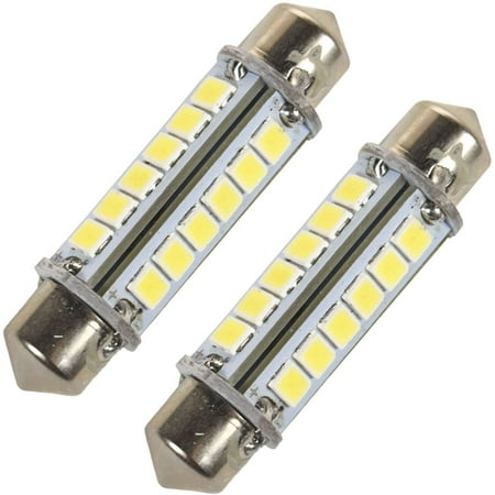 HQRP 2-Pack 41mm Festoon 60 LEDs SMD 3020 LED Bulb Cool White 360 deg for #211-2 #212-2 #214-2 RV Interior / Porch Lights