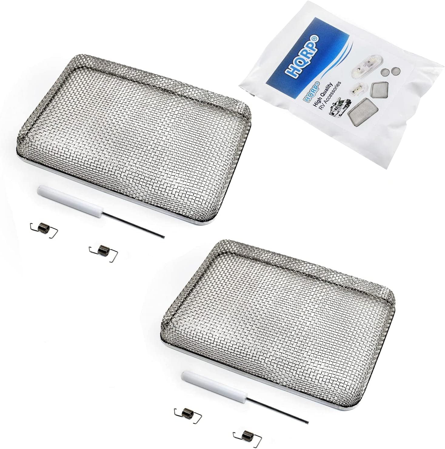 HQRP 2-Pack 5.9"x8.5" RV Furnace Water Heater Vent Cover Flying Bug Insect / Rodent Screen w/ Installation Tool Replacement for Camco 42145 WH-500