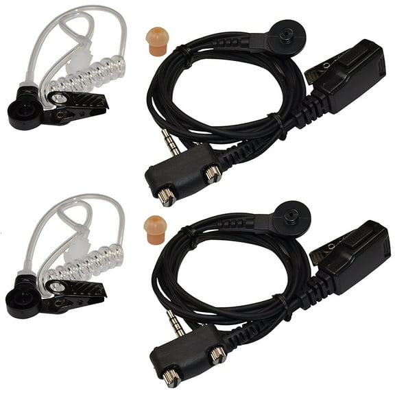 HQRP 2-Pack Acoustic Tube Earpiece Headset PTT Mic for Vertex Standard VX-168, VX-180, VX-210