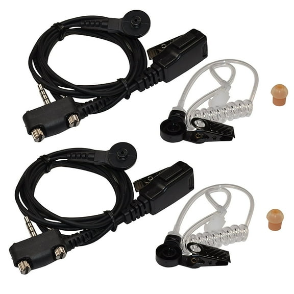 HQRP 2-Pack Acoustic Tube Earpiece Headset PTT Mic for Vertex Standard VX-417, VX-424, VX-427