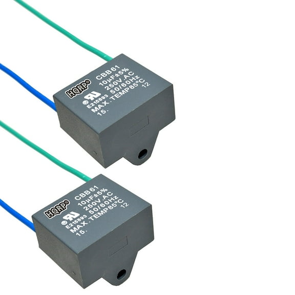HQRP 2-Pack Ceiling Fan Capacitor CBB61 10uf 2-Wire