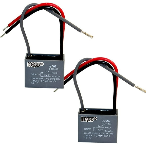 HQRP 2-Pack Ceiling Fan Capacitor CBB61 1uf+2uf 3-Wire