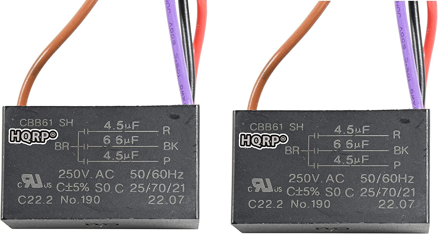 HQRP Kondensator CBB61 5uf Für Deckenventilator - 2-Draht Ersatzteil