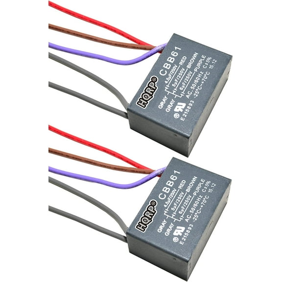 HQRP 2-Pack Ceiling Fan Capacitor CBB61 4.5uf+5uf+6uf 5-Wire