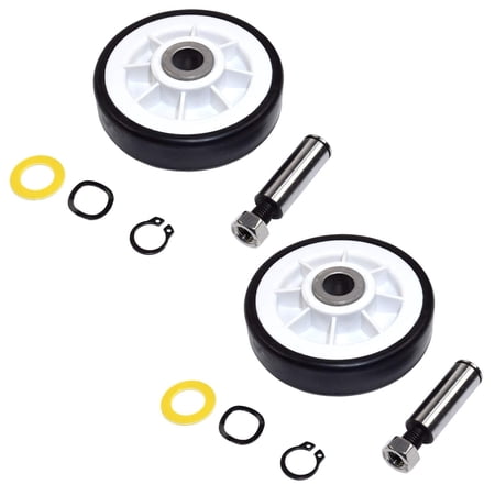 HQRP 2-Pack Drum Roller Wheel w/Shaft for Crosley CDE4205AYJ CDE4205AYW CDE4205AZJ CDE4205AZW