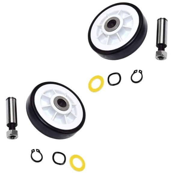 HQRP 2-Pack Drum Roller Wheel w/Shaft for Maytag LDE8904ACE LDE8904ACL MDG11MNAGW MDG11MNEGW MLG15PDAWQ MLG15PDAWW
