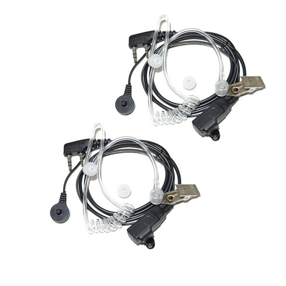HQRP 2-Pack 2 Pin Acoustic Tube Earpiece Headsets Mic for Kenwood TK-3230, TK-3230XLS, TK-3302, TK-3312
