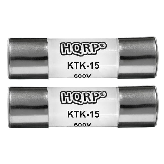 HQRP 2-Pack KTK-15 Midget Fast-Acting Digital Multimeter Fuse 15 A 600V 100kA IR Replacement for Bussmann KTK15, Limitron KTK-15A, Littelfuse KLK15 Compatible with Fluke P/N 892583, 3478712, Tektronix