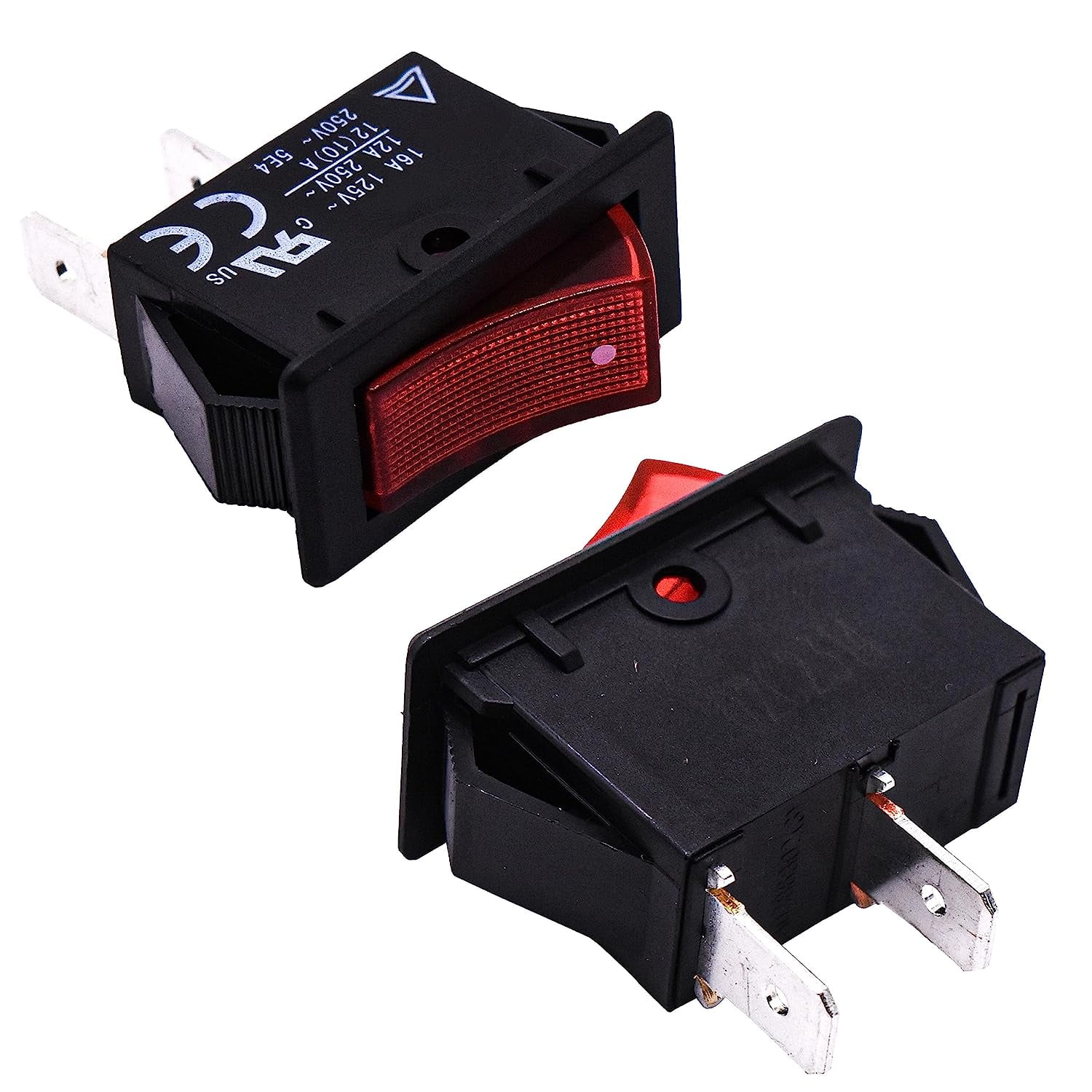 HQRP 2-Pack ON Off Red Rocker Switch 2-Prong 16A 125V Compatible with ...