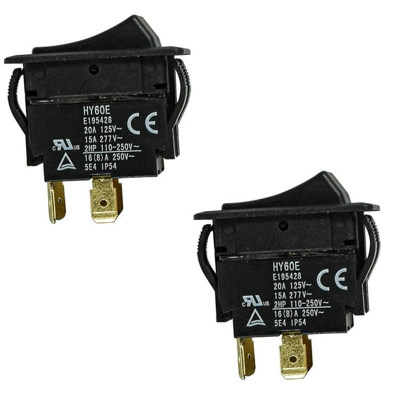 HQRP 2-Pack ON Off Rocker Switch 4-Prong 20A 125V Compatible with KEDU HY60E, 2LNC4, D507336, Shopsmith Tools, UL Listed