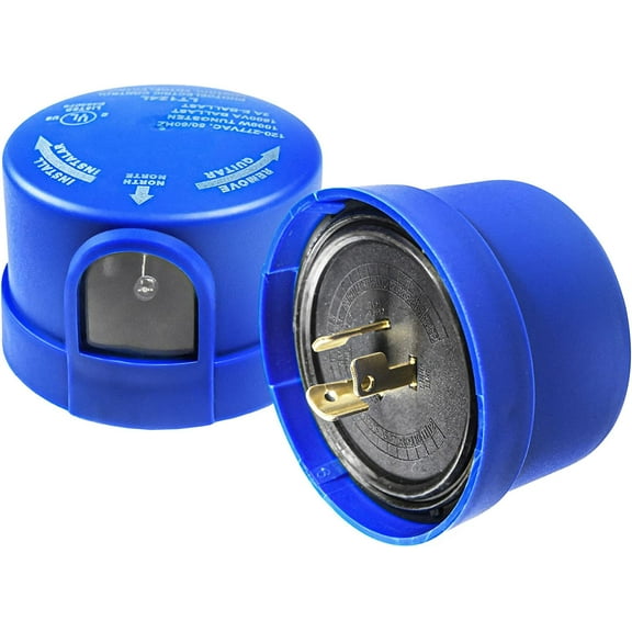 HQRP 2-Pack Photocell Sensor Outdoor Light Switch Dusk to Dawn Photoelectric Control Twist Lock Plug for Led Barn Light