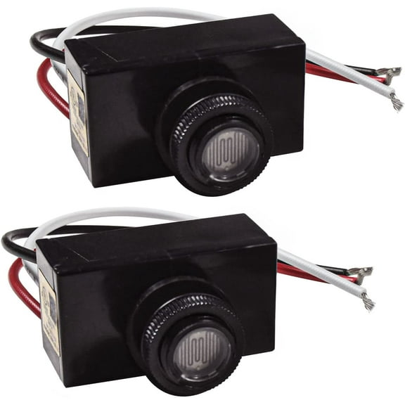 HQRP 2-Pack Photocell Thermal Type Light Sensor Dusk to Dawn Wire-in Switch Photoelectric Control for Outdoor Lighting
