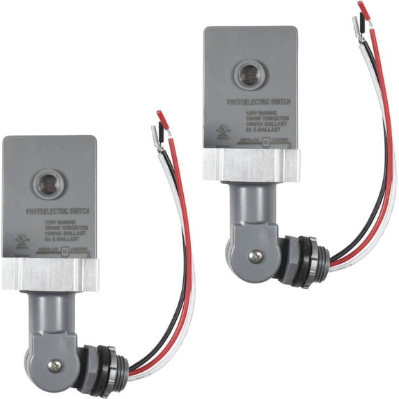 HQRP 2-Pack Photocell Thermal Type Light Sensor Stem and Swivel Mount Dusk to Dawn Hardwired Switch Photoelectric Control for Barn Lights Outdoor, Back Yard Lightening, Outdoor Lighting, etc.