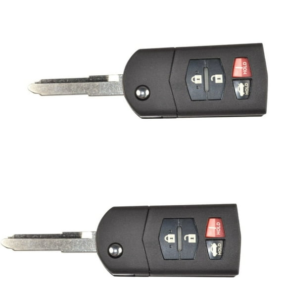 HQRP 2-Pack Remote Flip Folding Key Fob Shell Case Keyless Entry w/4 Buttons for Mazda 3 2004 2005 2006 2007 2008 2009 2010 2011 2012 2013